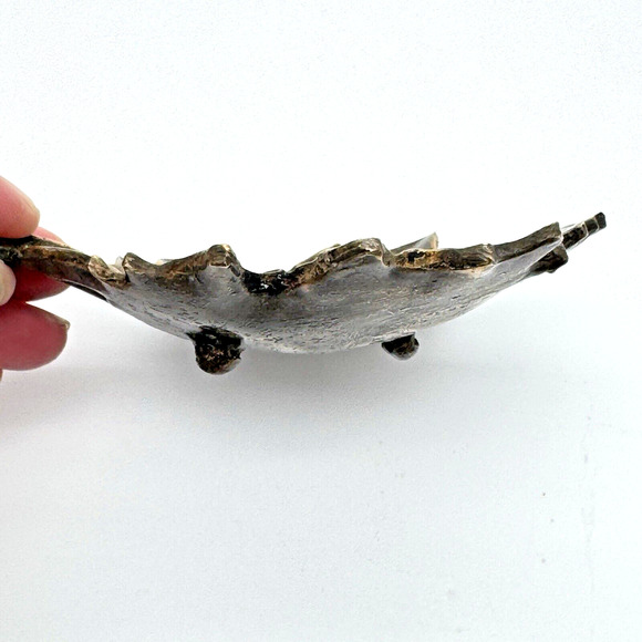 Vintage Solid Brass Maple Leaf Trinket Dish Jewelry Tray Catchall Ashtray 4.5x4" - Picture 4 of 7